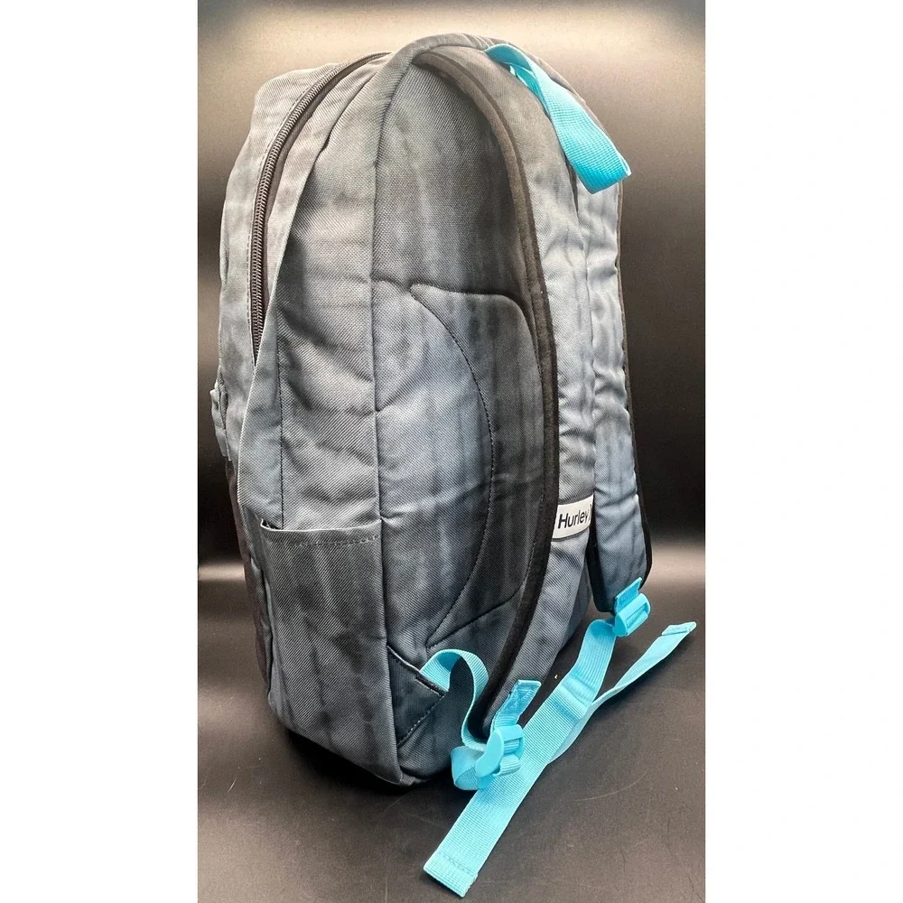 Hurley Grey Tie Dye Backpack Black Blue Trim School Travel Skater Bookbag Unisex